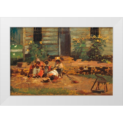 Sketch of a Cottage Yard White Modern Wood Framed Art Print by Homer, Winslow