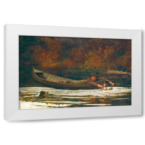 Hound and Hunter White Modern Wood Framed Art Print by Homer, Winslow