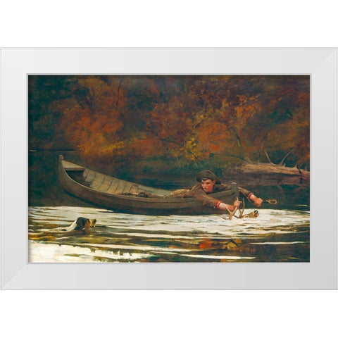 Hound and Hunter White Modern Wood Framed Art Print by Homer, Winslow
