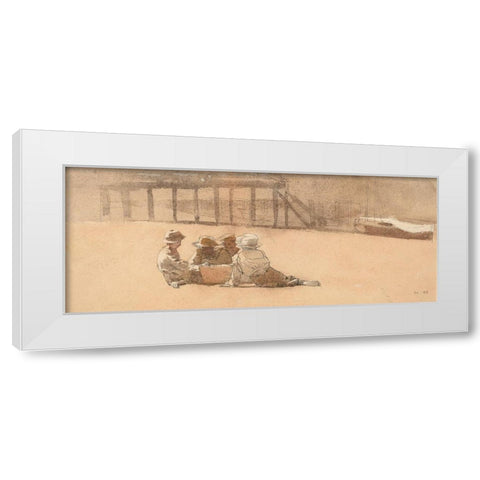 Four Boys on a Beach White Modern Wood Framed Art Print by Homer, Winslow