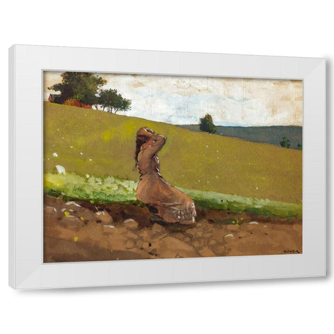 The Green Hill White Modern Wood Framed Art Print by Homer, Winslow
