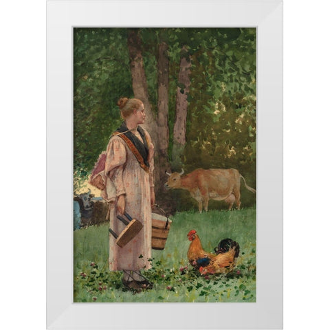 The Milk Maid White Modern Wood Framed Art Print by Homer, Winslow