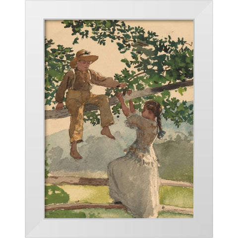 On the Fence White Modern Wood Framed Art Print by Homer, Winslow