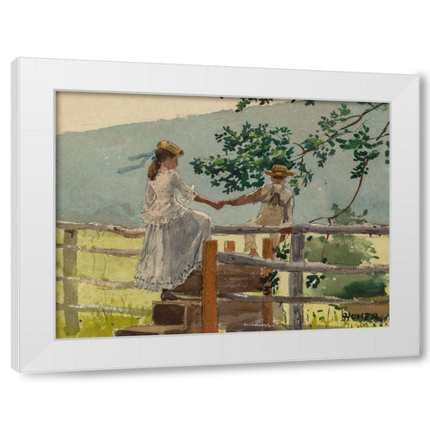 On the Stile White Modern Wood Framed Art Print by Homer, Winslow