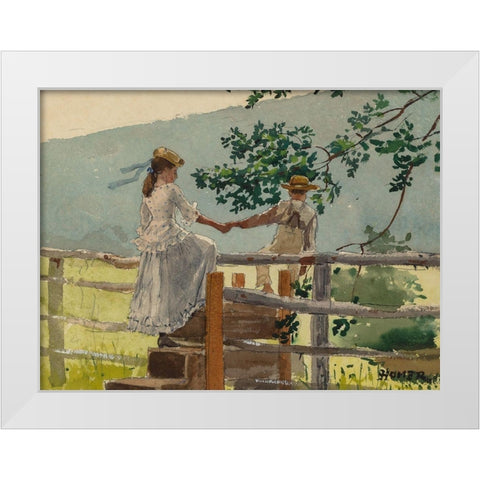 On the Stile White Modern Wood Framed Art Print by Homer, Winslow