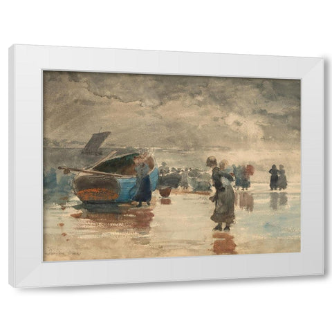 On the Sands White Modern Wood Framed Art Print by Homer, Winslow