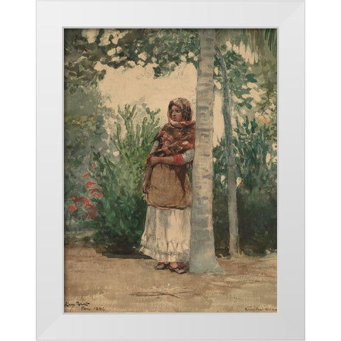 Under a Palm Tree White Modern Wood Framed Art Print by Homer, Winslow