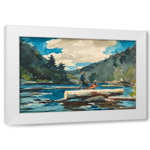 Hudson River, Logging White Modern Wood Framed Art Print by Homer, Winslow