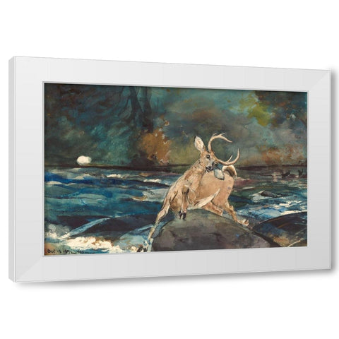 A Good Shot, Adirondacks White Modern Wood Framed Art Print by Homer, Winslow