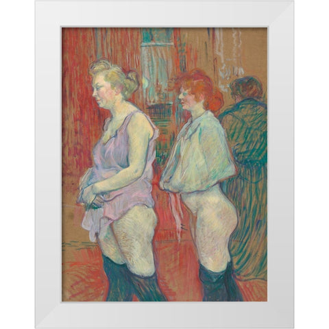 Rue des Moulins, 1894 White Modern Wood Framed Art Print by Toulouse-Lautrec, Henri de