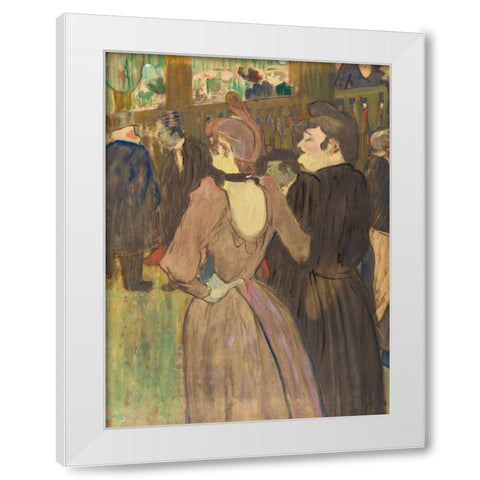 La Goulue and Her Sister White Modern Wood Framed Art Print by Toulouse-Lautrec, Henri de