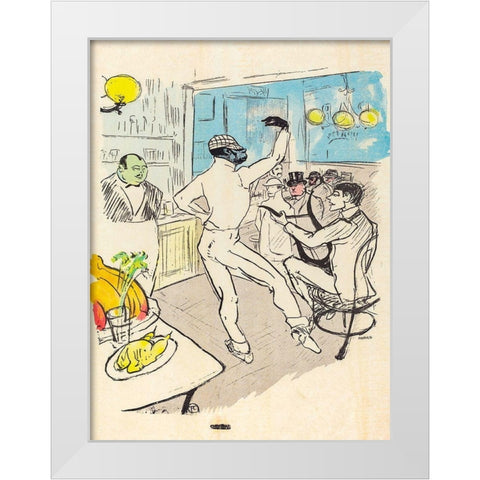 Chocolat Dancing in the Achille Bar White Modern Wood Framed Art Print by Toulouse-Lautrec, Henri de