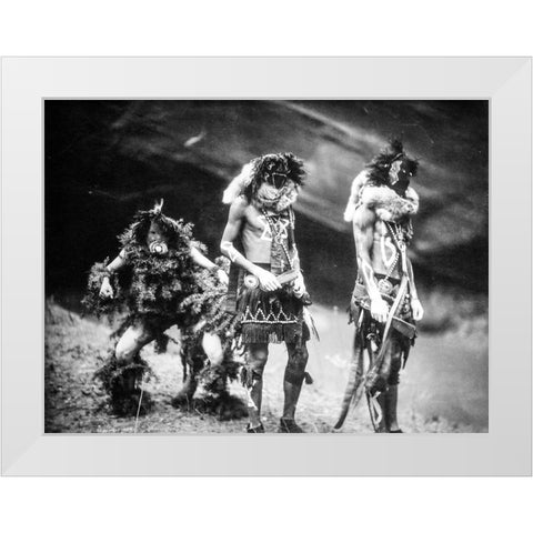 Navajo Yebichai (Yei Bi Chei) dancers White Modern Wood Framed Art Print by Curtis, Edward