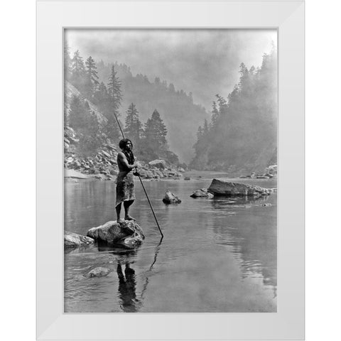 A smoky day at the Sugar Bowl, Hupa White Modern Wood Framed Art Print by Curtis, Edward