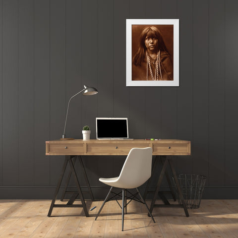 Mosa, Mohave girl, 1903 White Modern Wood Framed Art Print by Curtis, Edward