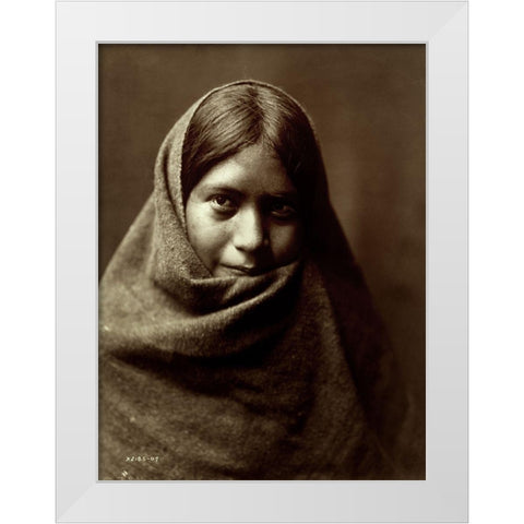 Pakit, Maricopa, 1907 White Modern Wood Framed Art Print by Curtis, Edward