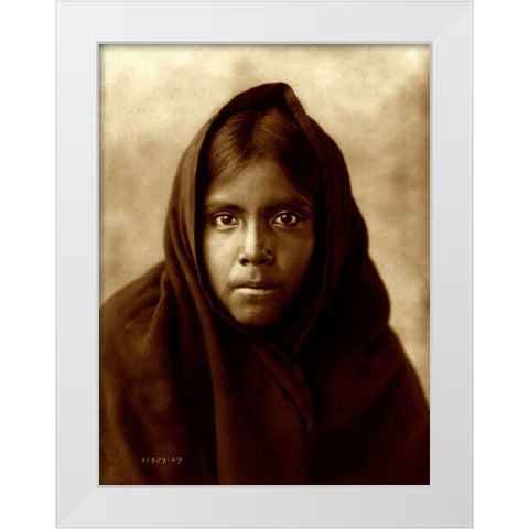 Qahatika girl, Arizona, 1907 White Modern Wood Framed Art Print by Curtis, Edward