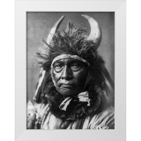 Bull Chief, Apsaroke White Modern Wood Framed Art Print by Curtis, Edward
