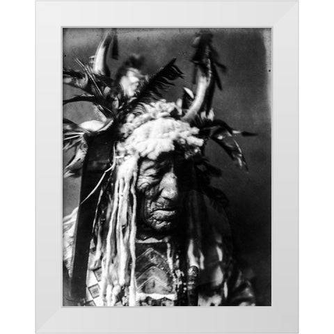 Lean Wolf, Hidatsa White Modern Wood Framed Art Print by Curtis, Edward