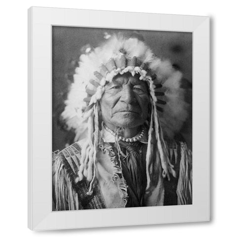 Sitting Bear, Arikara White Modern Wood Framed Art Print by Curtis, Edward