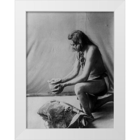 Incense over a medicine bundle White Modern Wood Framed Art Print by Curtis, Edward