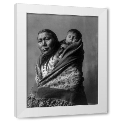 Hidatsa mother White Modern Wood Framed Art Print by Curtis, Edward