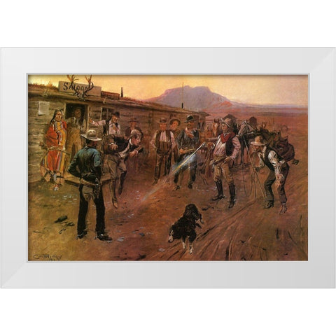 The Tenderfoot White Modern Wood Framed Art Print by Russell, Charles Marion
