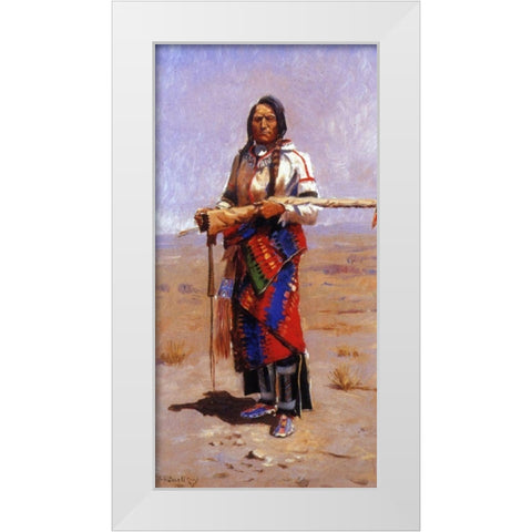 Indian Buck White Modern Wood Framed Art Print by Russell, Charles Marion