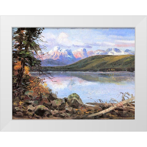 Lake McDonald White Modern Wood Framed Art Print by Russell, Charles Marion