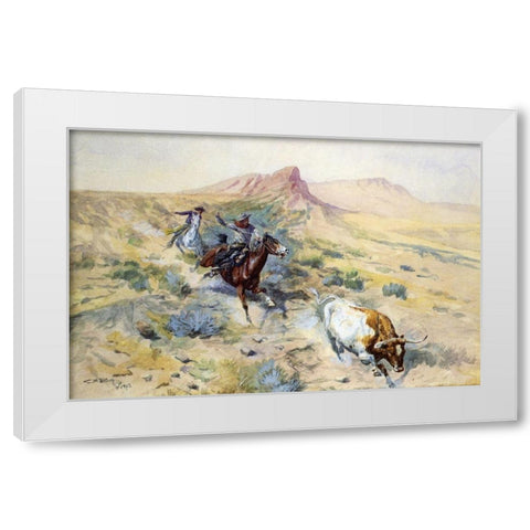 The Herd Quitter White Modern Wood Framed Art Print by Russell, Charles Marion