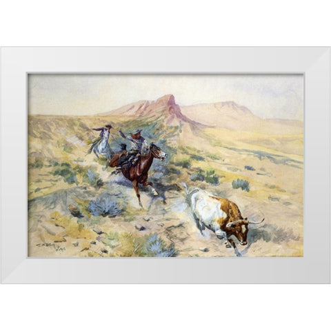 The Herd Quitter White Modern Wood Framed Art Print by Russell, Charles Marion