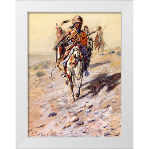 On the Trail White Modern Wood Framed Art Print by Russell, Charles Marion