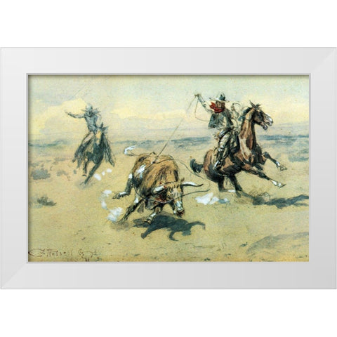 The Bolter-#2 White Modern Wood Framed Art Print by Russell, Charles Marion