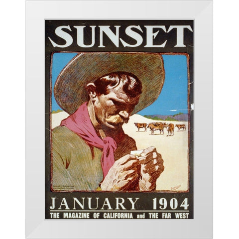 Sunset, January 1904 White Modern Wood Framed Art Print by Vintage Sunset Magazine Cover
