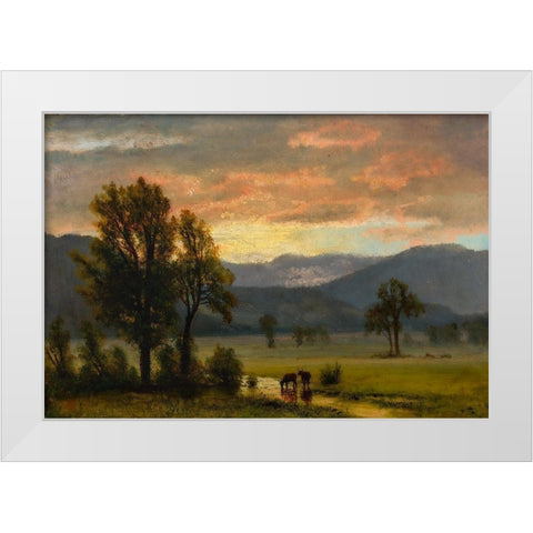 Landscape with cattle White Modern Wood Framed Art Print by Bierstadt, Albert