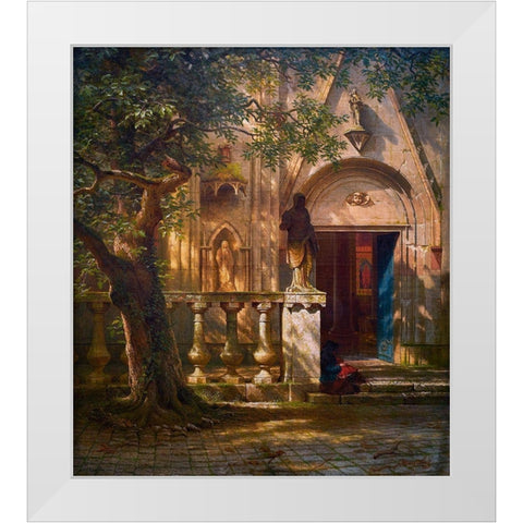 Sunlight and Shadow White Modern Wood Framed Art Print by Bierstadt, Albert