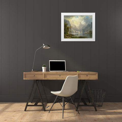 In the Sierras, Lake Tahoe White Modern Wood Framed Art Print by Bierstadt, Albert
