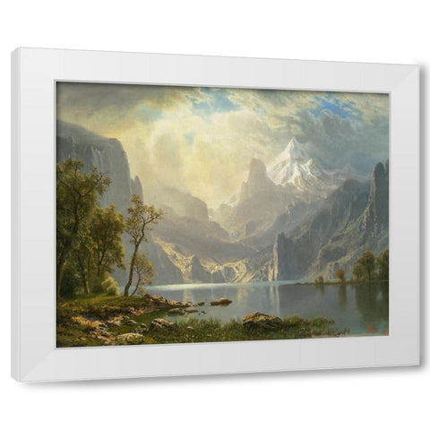 In the Sierras, Lake Tahoe White Modern Wood Framed Art Print by Bierstadt, Albert