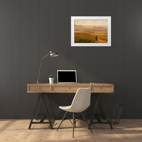 The Lookout White Modern Wood Framed Art Print by Bierstadt, Albert