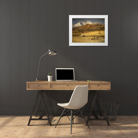 Indian Encampment - Evening White Modern Wood Framed Art Print by Bierstadt, Albert