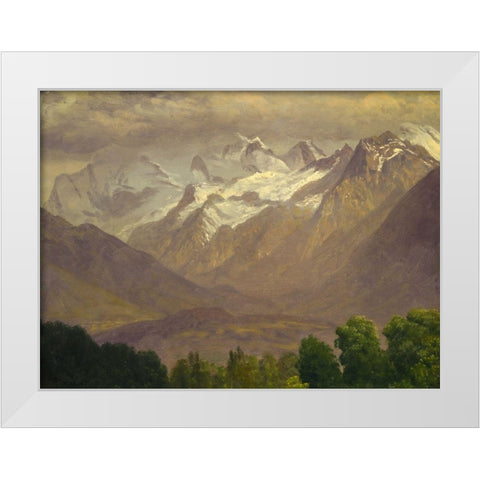 In the High Mountains White Modern Wood Framed Art Print by Bierstadt, Albert