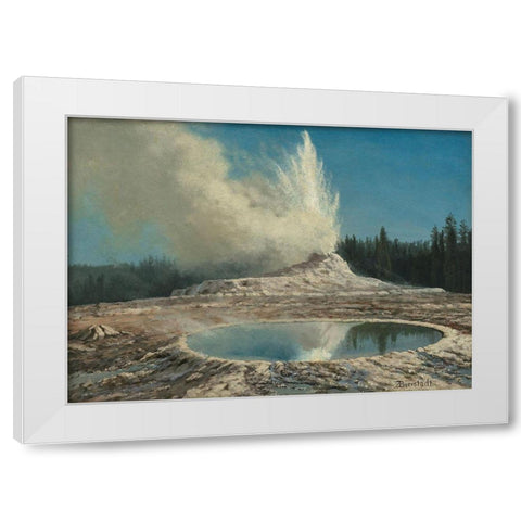 Geyser, Yellowstone Park White Modern Wood Framed Art Print by Bierstadt, Albert
