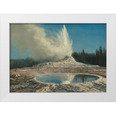 Geyser, Yellowstone Park White Modern Wood Framed Art Print by Bierstadt, Albert