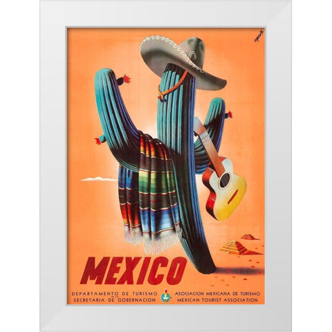 Mexico Vintage Travel Poster White Modern Wood Framed Art Print by Espert Arcos, Jose