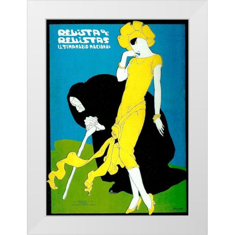 Mexican Magazine Cover 1920 El presente y el futuro White Modern Wood Framed Art Print by Garcia Cabral, Ernesto