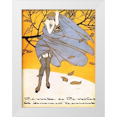 Mexican Magazine Cover 1920 Otono White Modern Wood Framed Art Print by Garcia Cabral, Ernesto