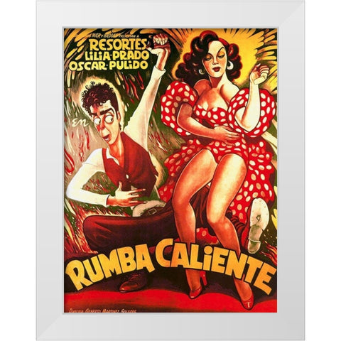 Mexican Movie Poster Rumba Caliente White Modern Wood Framed Art Print by Garcia Cabral, Ernesto