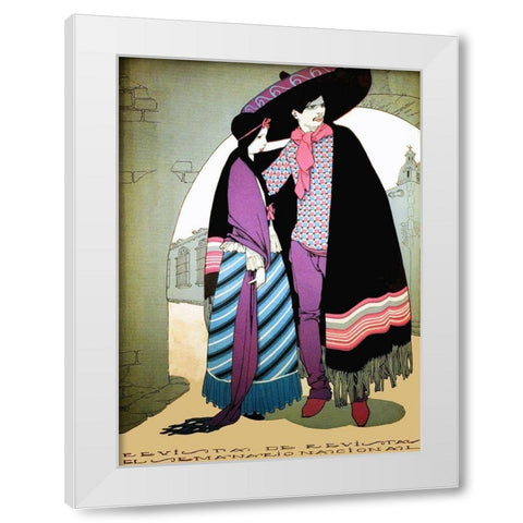 Mexican Magazine Cover 1920 Couple White Modern Wood Framed Art Print by Garcia Cabral, Ernesto