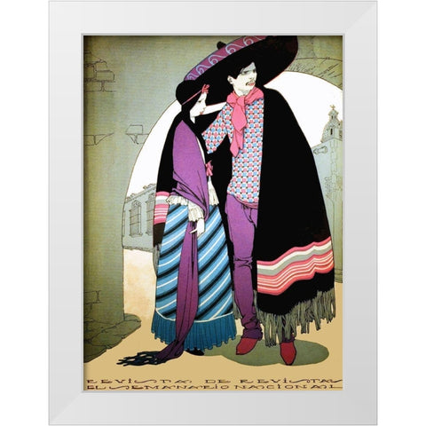 Mexican Magazine Cover 1920 Couple White Modern Wood Framed Art Print by Garcia Cabral, Ernesto