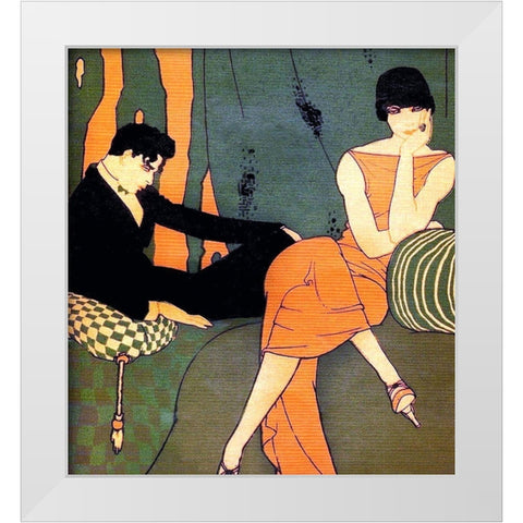 Mexican Magazine Cover 1920 Boredom White Modern Wood Framed Art Print by Garcia Cabral, Ernesto